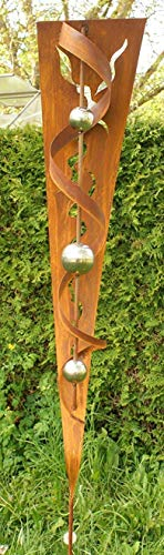Gartendekoshop24 Figuren Stab Edelrost Metall Stecker mit Glanz Edelstahlkugeln Outdoor Garten Wetterfest Stabil