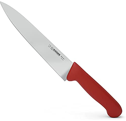 Giesser seit 1776 - Made in Germany - Tranchiermesser rot, Basic Red, Klinge 20 cm, rutschfest, schmales Kochmesser spülmaschinenfest, rostfrei
