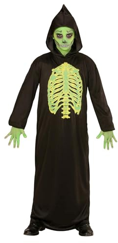 W WIDMANN MILANO Party Fashion - Kinderkostüm Skelett Meister, Robe mit Kapuze, Sensenmann, Halloween