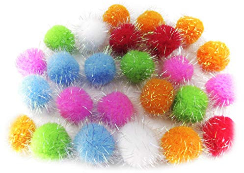 One for All Glitzer-Pompons für Bastelarbeiten, 40 mm, Multicolored, Dekoration, Partys, Feiern