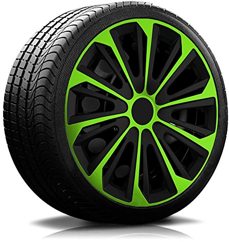 15 Zoll RKK06 Multi-Color Line (Schwarz-Grün) Radkappen/Radzierblenden 4 Stück