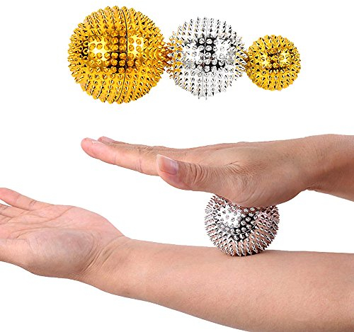 Tcare Massageball für Hand, magnetisch, mit Stacheln, zur Druckentlastung, Triggerpunkt, Handflächen-Akupunktur-Massageball, 1 Paar