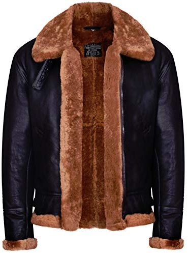 Infinity Leather Herren Braun B3 Shearling Schaffell WW 2 Bomber Leder M