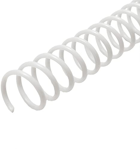 RAYSON Plastic Spiral Binding Coil, 50 Sheets, 4:1 Pitch, 9.5 mm, A4, White, Pack of 100