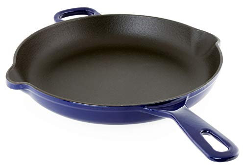 Chantal Cast Iron Skillet, 10 inch, US Formulated Premium Enamel, Cobalt Blue