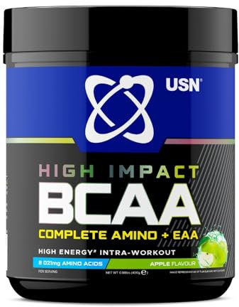 USN Complete Amino & EAA Intra Workout Powder, Apple Flavour - 400g, Vegan Energy Drink, Premium BCAA Amino Acids & Glutamine Recovery Drink, High Impact Pre Workout & Post Workout Shake