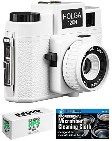 Holga 120N - Fotocamera, formato medio, con pellicola Ilford HP5 120 e panno in microfibra