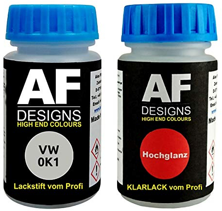 Lackstift für VW/Volkswagen 0K1 Oryxweiss Pearl + Klarlack je 50ml Autolack Set