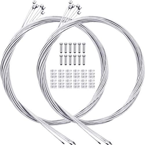 12 Pieces Bike Shifter Gear Cables with End Caps End Ferrules Vertical Cylinder Head Bike Brake Line Bicycle Shifter Line for Mountain and Road