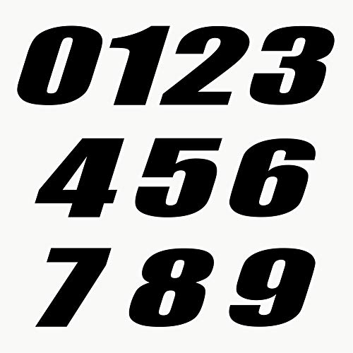 Autodomy Motorrad Motocross Nummer 10 Stücke | Startnummer Aufkleber Sie widerstehen Regen und Sonne | Vinyl Number Stickers Schwarz