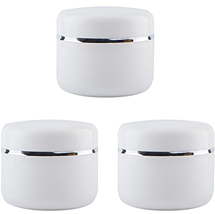 Bocal cosmétique en Plastique Blanc de 3 pièces 100 ML / 3,4 oz avec Couvercle à Jante argentée Bouteille de crème Vide Rechargeable Pots déchantillon Récipient de Stockage de Lotion pour Pom