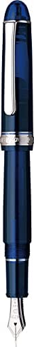 PLATINUM Japanischer Füllfederhalter #3776 Century Rhodium Chartres Blue SF/Blau / 0,30-036 mm/Handgefertigt/Feder aus 14-Karätigem Gold/mit Geschenkbox/Füllhalter