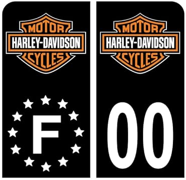 Pack Moto Autocollant Stickers Plaque d'immatriculation Premium Harley Davidson Noir - Numéro Personnalisé