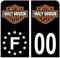 Pack Moto Autocollant Stickers Plaque d'immatriculation Premium Harley Davidson Noir - Numéro Personnalisé