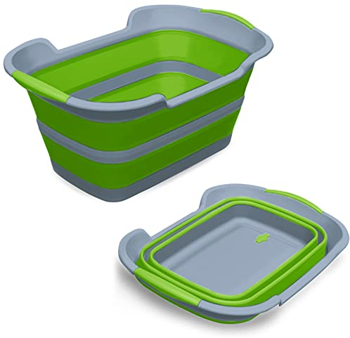 ddLUCK Multi-Functional Collapsible Pet Bathtub with Drainage Hole, Portable Indoor Outdoor Foldable Washing Tub Bathing Tub Small Pets Bathtub for Puppy Small Dogs Cats (Green)