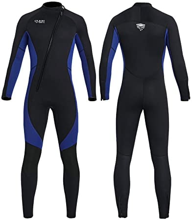 Traje de Neopreno para Hombres y Mujeres, Trajes de Buceo de Cuerpo Completo de 3mm, Cremallera Frontal de Neopreno, Piel de Buceo de Manga Larga para Nadar, bucear, bucear, Surfear, Rafting