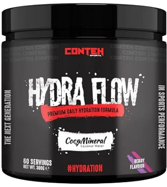 Conteh Sports Hydra Flow Premium Daily Electrolyte & Rapid Hydration Powder with CocoMineral®, Vitamins & Minerals for Post-Workout & Daily Use, 60 Servings (300g, Mango)