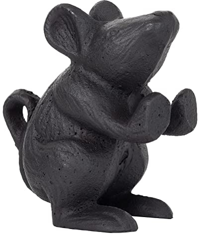 Woodside Black Heavy Duty Cast Iron Antique Mouse Decorative Door Stop/Wedge, Indoor Outdoor Home Decoration Accessory