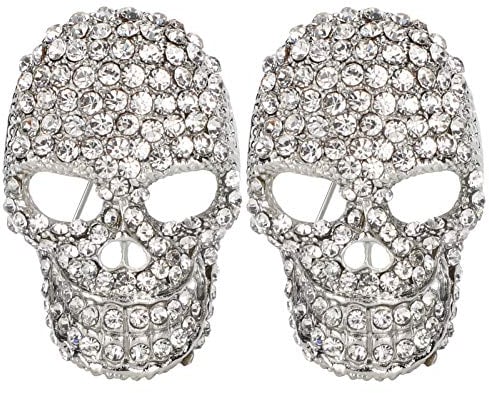 Restokki 2 Stück Totenkopf-Brosche, 39 x 26 mm, Legierung, Vintage-Mode, Totenkopf, Form, Hut, Tasche, Anzug, Kleid, Anstecknadel, Dekorationszubehör