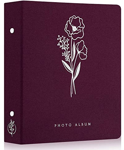 Lanpn Fotoalbum 10x15 400, Leinen Einstecken Einsteckalbum für Hochformat Fotos Bilder Violett