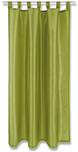 Arsvita Blickdichte Grüne Gardine Alessia mit Schlaufen in 140x175cm (BxL), in vielen Größen und Farben