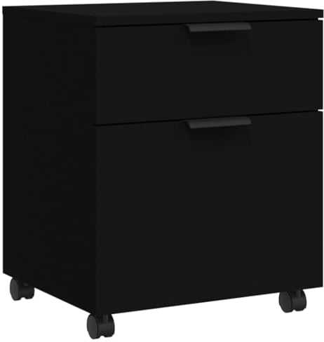 vidaXL Mobiler Aktenschrank, Büroschrank mit Rollen, Rollcontainer mit viel Stauraum, Bürocontainer Schreibtischcontainer, Modern, Schwarz
