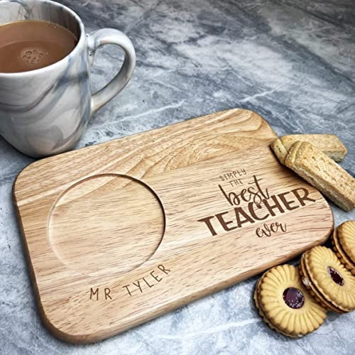 Fingerprint Designs Thank You Best Teacher Ever Personalised Tea & Biscuits Treat Serving Board