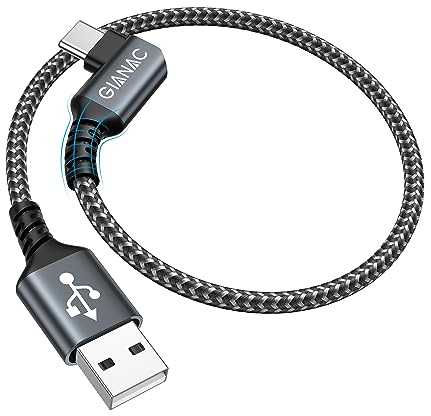 GIANAC Cable USB C Carga Rapida 30CM, Cable USB C 90 Grados Cable Carga Rapida Tipo C 3.1A Cargador Tipo C y Sincronización para Galaxy S20/S10/S9, Huawei P40/P30/P20, Redmi Note 9 Pro/9/8 etc