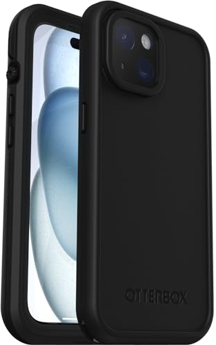 OtterBox Fre Case for iPhone 15 for MagSafe, Waterproof (IP68), Shockproof, Dirtproof, Sleek and Slim Protective Case with built in Screen Protector, x5 Tested to Military Standard, Black