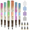 OFFCUP Metall Tintenlose Bleistifte, 6 Stück Tintenloser Bleistift mit Radiergummi und 4 Clips, Magic Pencil mit 6 Stück Wechselkopfm, Klares und Flüssiges Schreiben für Erwachsene(Buntes Upgrade)