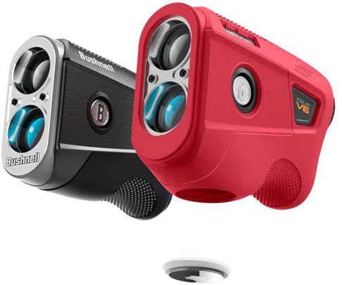 Spigen Golf Silikon Fit Entfernungsmesser Hülle Entwickelt für Bushnell Rangefinder Tour V6 Schutzhülle Tragetasche Golf Entfernungsmesser Zubehör Kompatibel mit AirTag - Rot