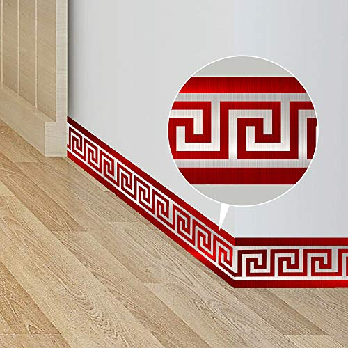 neukids 2 Bände 10CM×200CM Selbstklebende Bordüre,Griechische Muster Geometrisches Motive Tapetenbordüre,Wand Bordüren Wohnzimmer Schlafzimmer Küche Bad Decke Border, Dekoration Twandtattoo Rot