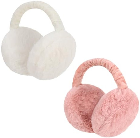 Xialvyu 2 Stück Winter Damen Ohrenschützer Weiche Plüsch Ohrenwärmer Faltbar Warme Earmuffs Kälteschutz Ohrenwärmer Verstellbarer Earband Earmuffs Unisex Für Outdoor(Universal Rosa+Weiß)