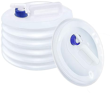 zukent Water Container Collapsible with Spigot Folding Water Bucket Portable Water Carrier BPA Free Water Storage Jug Water Canteen for Outdoor Activities, Hiking, and Emergency Survival Kit - 5L