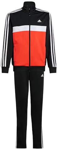 adidas Unisex Kinder Essentials 3-Stripes Tiberio Track Suit, black/bright red/white, 15-16 Years