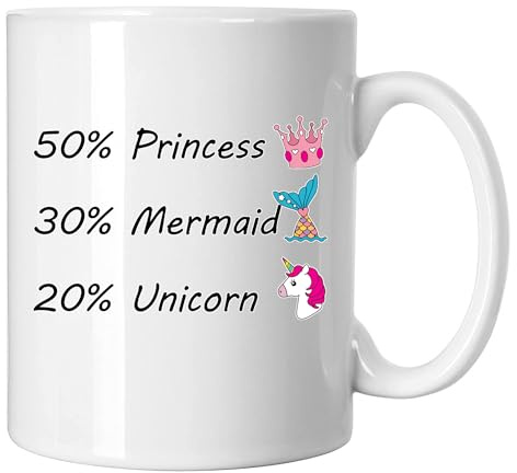GP-Tees 50 Percent Princess Funny Novelty Ceramic Mugs for Men, Women, Home & Work