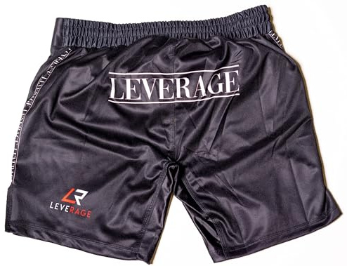 Leverage Kids Jiu-Jitsu BJJ MMA Shorts - Nogi Grappling Kickboxing Muaythai Surfing Summer Holiday Shorts (UK, Age, 12 Years, 15 Years, Regular, Noir)