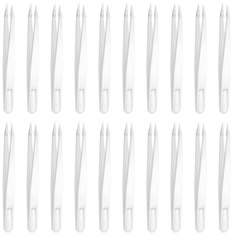 sourcing map Lot de 40 pinces à épiler de précision 93302 en plastique 121 mm à tête pointue antistatique, pour l'électronique, la fabrication de bijoux, les travaux de laboratoire, les travaux de