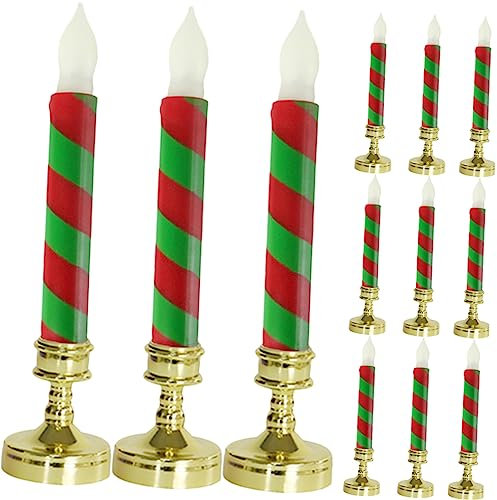 UKCOCO 12stücke Teiliges Flammenlose Weihnachtskerzen Mit Sockel Dekorative -lichter Für Festliche Anlässe Für Zuhause Partys Und Weihnachtsdekoration