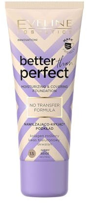 Eveline Cosmetics Better Than Perfect Foundation - Strahlendes Finish, Feuchtigkeitsspendendes & Veganes Make-up mit Hyaluronsäure und Pflanzenkollagen