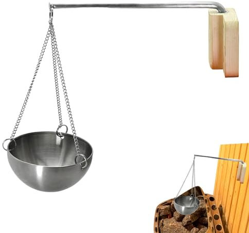 Oil Bowl Sauna - Stainless Steel Sauna Oil Cup with Chain - Sauna Aromatherapy Oil Holder Oil Fragrance Diffuser Bowl for Sauna and Spa