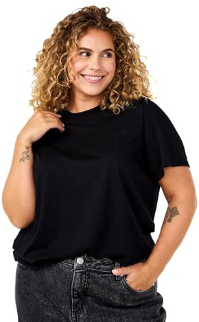 Zizzi Damen Große Größen T-Shirt Baumwolle Kurze Ärmel Größe Gr XL Black