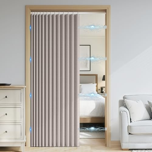 SK Studio Rideau de Porte Isolation Thermique, Rideau Occultant Pliants Anti Froid et Chaleur Magnétique Impermeable à Oeillets Décoratif pour Salon Chambre Maison 1 Panneau, Kaki, 120x190cm