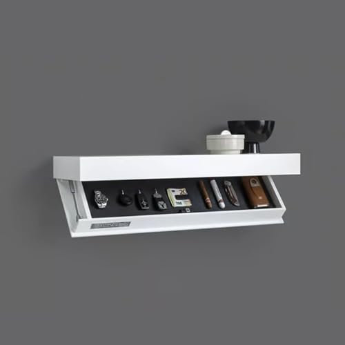 SYLUOQP Estante de diseño con Compartimento Secreto, versión Mejorada, Estante Flotante Oculto, Estante para vinoteca de Pared sin Clavos, solución de Almacenamiento de Pared,Blanca