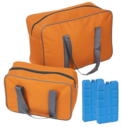 Kühltaschen 2er-Set | Isoliertaschen 7 & 24 Liter Fassungsvermögen | inkl. 2 Stück Kühlakkus