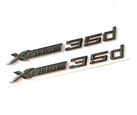 2 x XDrive 35D Auto-Seitenkotflügel-Emblem-Aufkleber, Sport-Abzeichen für BMW, (glänzendes Schwarz)