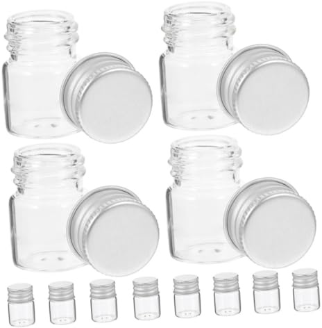 CLISPEED 24pièces Lot de Flacons Verre Transparent avec Bouchon à Vis Mini Pots Verre pour Épices Échantillons Confitures et Conserves Maison