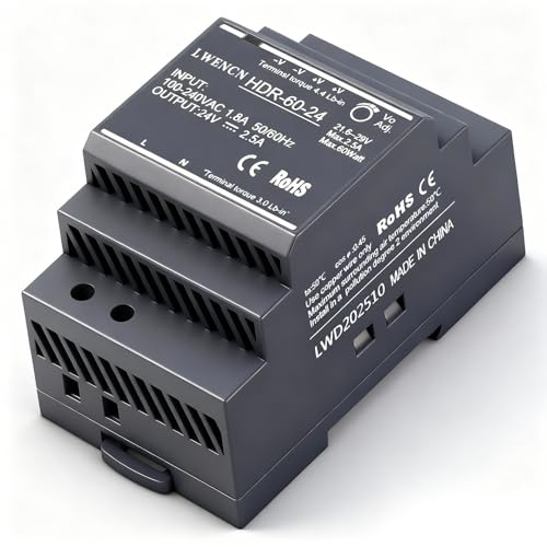 Kssvzz Hutschienen-Netzteil 24V DC 2.5A 60W, DIN-Schienen-Transformator | Eingang 100-240V AC 50/60 Hz, DIN-Rail Trafo für Heim- oder Industrieautomation
