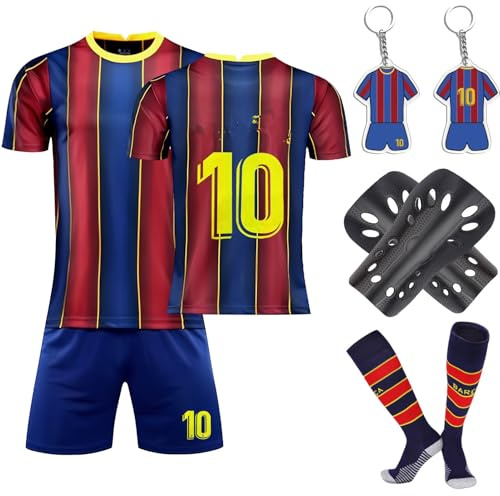 Heartsking Football Kits for Kids, 2023/24 Home Away Soccer Jerseys New Kids Football Kits Boys Girls, Football Training Shirts Shorts Socks Guard Plate and Keychain, Gifts for Children