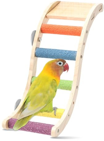 Bird Ladder Bridge Wooden 32cm, Large Pet Parrot Climbing Ladders Toys Pet Bird Cage Accessories Wood Climbing Ladder Perch for Birds Parrots Cockatiels